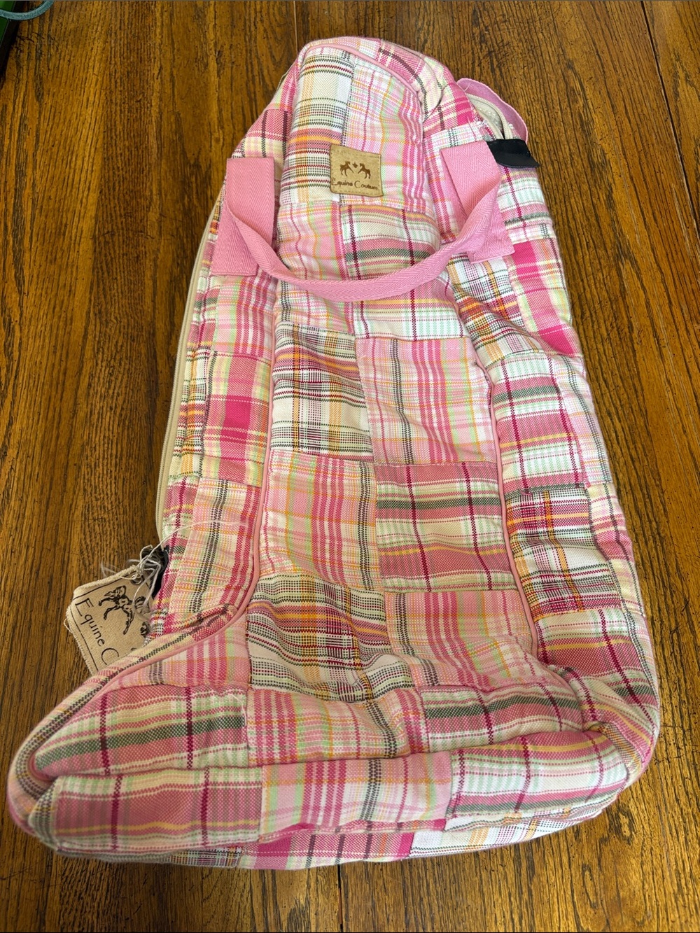 Vintage Equine couture Pink Plaid mackenzie boot Bag